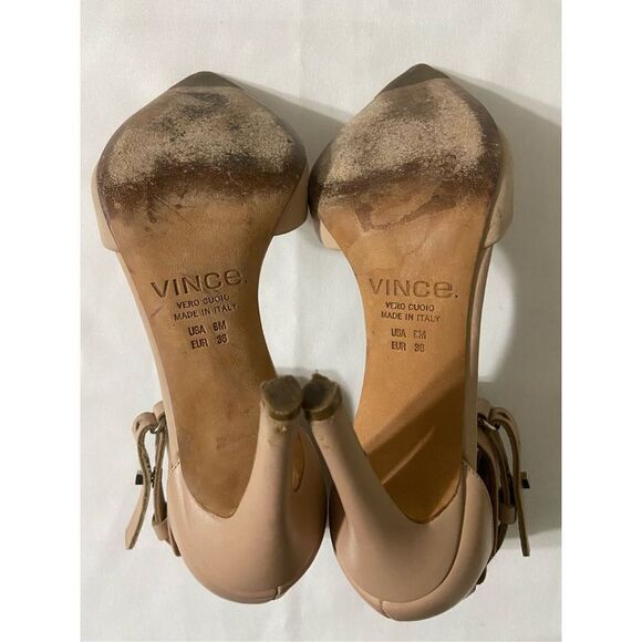 Vince Ada Women's 6 Beige Ankle Strap Pointed Toe Heels Pumps - Picture 6 of 6